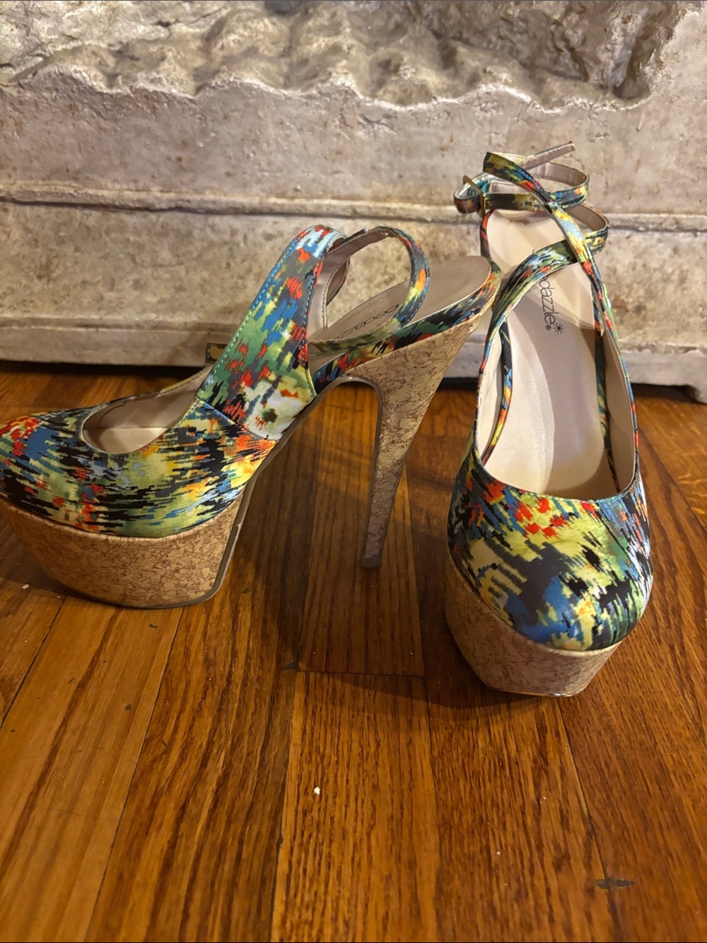Multicolor High Heel Slingback Strap Sandals